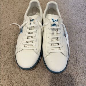 Louis Vuitton White Sneakers with Blue Accents